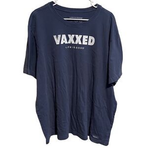 Life is Good- Men’s Covid 19 VAXXED Crusher Tee Stone Blue, Size XXL